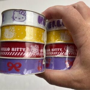 Hello Kitty Sanrio Grosgrain Ribbon 2-Packs of Four Rolls (8 rolls in total) NEW